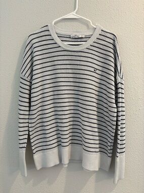 Vineyard Vines Women's Sweater White and Navy Striped Knit (size XL)